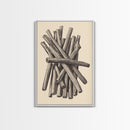 Retro Cinnamon Sticks Canvas Print - Framed Canvas - Minimalist Christmas Art - Boho Christmas Art - Rustic Christmas Art