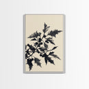 Vintage Holly Branch Canvas Print - Framed Canvas - Minimalist Christmas Art - Boho Christmas Art - Rustic Christmas Art