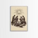 Nativity Scene Canvas Print - Framed Canvas - Minimalist Christmas Art - Boho Christmas Art - Rustic Christmas Art - Nativity Painting
