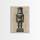 Vintage Nutcracker Canvas Print - Framed Canvas - Minimalist Christmas Art - Boho Christmas Art - Rustic Christmas Art