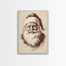 Vintage Santa Painting Canvas Print - Framed Canvas - Minimalist Christmas Art - Boho Christmas Art - Rustic Christmas Art