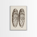 Vintage Snow Shoes Canvas Print - Framed Canvas - Minimalist Christmas Art - Boho Christmas Art - Rustic Christmas Art