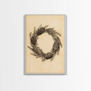 Christmas Wreath Canvas Print - Framed Canvas - Minimalist Christmas Art - Boho Christmas Art - Rustic Christmas Art