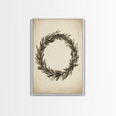 Vintage Wreath Canvas Print - Framed Canvas - Minimalist Christmas Art - Boho Christmas Art - Rustic Christmas Art