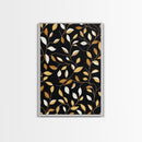 Ivy Leaves Framed Canvas Print, Mid Century Modern Pattern art, Botanical Print, Botanical Wall Art, Black Background