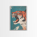 Tiger Roar Wabi Sabi Canvas Print, Wood Framed Wall Art, Japanese Style Art, Japanese Inspired Home Decor, Tiger Painting