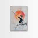 Fisherman Gift Idea, Fisherman Painting Print, Retro Wabi Sabi Fisherman Painting, Gift For Fisher, Fishing Gift, Gift For Dad