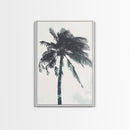 Palm Tree In The Wind, Framed Canvas Print, Wabi Sabi Watercolor Painting of a Palm Tree, Statement Piece Art