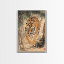 Animal Canvas Poster - Wild Animal Wall Art - Man Cave Canvas - Personalized Gift For Dad - Tiger Painting - Wabi Sabi Art - Framed Wall Art