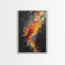 Rainbow Phoenix In Flames, Retribution, Framed Canvas Print, The Phoenix, Framed Wall Art, Original Painting Phoenix