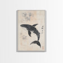 Humpback Whale Canvas Print, Framed Art, Ready To Hang Wall Art, Nautical Wall Art, Ocean Art, Wabi Sabi Art