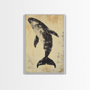 Large Minimalist Whale Wall Art Canvas Print, Animal Acrylic Style painting Framed Modern Wall Art FOr Living Room, Bedroom Decor
