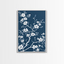 Forest Life Botanical Print - Framed Canvas Print - Chinoiserie Wall Art, Chinoiserie Painting, Blue Wall Art Ready To Hang