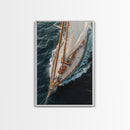 Bird's Eye View Of A Sailboat, Framed Canvas Print, Sail Boat Photography Print, Sailboat Painting, Nautical Decor, Nautical Wall Art