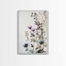 Retro Floral Decor Framed Canvas Print Modern Farmhouse Minimalist Wildflowers Painting Botanical Wall Art