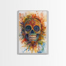 Sugar Skull Painting Print, Framed Canvas, Chicano Decor, Mexicano Wall Art, Day of The Dead / Dia de los Muertos, Mexicano Home Decor