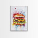 Hamburger Oil Painting Canvas Print Kitchen Wall Art Food Decor, Dining Room Burger Wall Decor, Restaurant Decor, Food Review Kitchen Art
