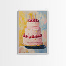 Large Original Birthday Cake Oil Painting Canvas Print, Abstract Wedding Cake, Wedding Decoration, Dessert Art, Kitchen Decor, Kitchen Art