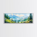 Vintage Mountain Art Canvas Print | Mountain Oil Painting | Extra Large Vintage Wall Art | Panoramic Wall Art Print | Vintage Mountain Scene