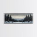 Bleak Winter Landscape Painting Print, Wood Framed Wall Art, Landscape Painting Original, Panoramic Wall Art, Horizontal Large Art