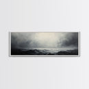 A storm rolls in over the ocean, framed canvas print - wood framed wall art - seascape painting - ocean painting