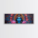 Krishna Painting Print, Ready To Hang Canvas Wall Art, Radha Krishna Art, Panoramic Art, Extra Wide Horizontal Art, Hinduism Wall Art