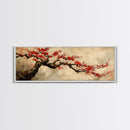Panoramic Japanese Maple Tree Wall Art Canvas Print, Maple Tree Art, Fall Decor, Fall Wall Art, Wabi Sabi Japanese Style Maple Tree Painting