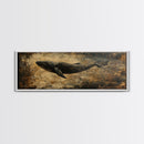 Panoramic Exra Wide Horizontal Whale Painting Print, Canvas Art, Nautical Home Decor, Wabi Sabi Whale Art, Whale Decor