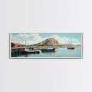 Morro Bay Panoramic Art, Nautical Landscape Painting, Canvas Print, Seascape Panoramic Painting, Seascape Landscape Wall Art Home Decor