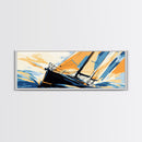 Pop Art Sailboat Painting Print - Vibrant Colorful Seascape Art - Nautical Landscape - Panoramic Ultra Wide Wall Art - Sail Boat Art