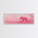 Preppy Pink Elephant Framed Canvas Print Ready To Hang Panoramic Wall Art Girl's Dorm Room Wall Art Ready To Hang