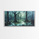 Victorian Swamp Painting Canvas print, Dark and Moody Victorian Gothic Wall Art, Mood Setting Living Room Wall Art, Dark Academia Art