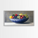 Still Life Oil Painting Print of Fruit in a Bowl, Framed Canvas Print, Victorian Oil Painting Still Life, Kitchen Wall Art, Kitchen Decor