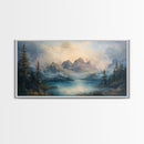 Foggy Mountain Forest Landscape Painting Print, Landscape On Canvas Ready Too Hang - Large Panoramic Canvas Wall Art Prints Landscape Art
