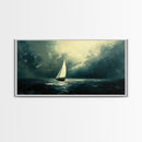 Sailing Through The Storm - Framed Canvas Print - Nautical Home Decor - Sailboat Painting - Sailing Painting - Nautical Seascapes Art