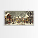 1950s Christmas Village Oil Painting on Canvas Print, Christmas home Decor, Christmas Painting, Christmas Wall Art
