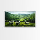 Scottish Highlands Canvas Print | Scottish Farmhouse Wall Art | Painting of Sheep in Scotland | Scotland Landscape Oil Painting