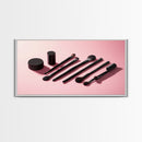 Makeup Brushes Framed Canvas Print - Makeup Wall Art - Preppy Dorm Room Decor - Makeup Painting