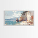 Whimsical Home Decor, Framed Canvas Print, Ireland Painting, Light and Airy Home Decor, Light Art, Nautical Seascape Landscape Painting