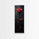 Red Rose Painting Framed Canvas Print, Gothic Art Dark Romance Painting, Tall Skinny Art Bedroom Decor, Moody Art Christmas