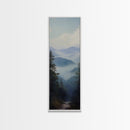 Misty Mountain Fog Framed Canvas Print Peaceful Nature Landscape Painting, Smoky Mountain Art, Above Bed Wall Art, Blue and Green Wall Art, Guest Room Art