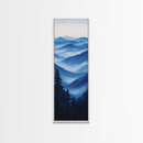 Blue Misty Mountains Framed Canvas Print Calming Nature Landscape Art, Smoky Mountain Art, Blue and Green Wall Art, Minimalist Decor, Bedroom Art