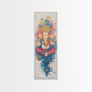 Ganesh wall art spiritual framed canvas print, Hindu god art, vibrant festival decor, meditation room art, sacred Indian home decor