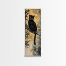 Framed Canvas Print of Black Panther on Tree Branch, Fall Animal Art, Boho Decor, Rustic Nature Art, Tall Skinny Wall Art, Living Room Piece