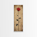 Framed Canvas Print of Elegant Red Rose, Botanical Art, Rustic Wall Art, Gift Idea, Minimalist Nature Art, Above Bed Wall Art