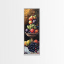 Still Life Oil Painting PRINT of Fruit, Kitchen Decor, Kitchen Wall Art, Grapes Painting, Long Skinny Art, Skinny Vertical Art, Tall Skinny Art