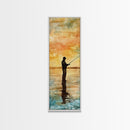 Framed Canvas Print Fishing Silhouette Art Above Sofa Art Southwest Wall Art Gift Idea Living Room Art Nature Lover's Unique Home Decor