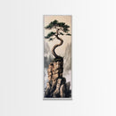 Framed Canvas Print Wabi Sabi Art Coastal Landscape Nautical Wall Art Pine Tree Artwork Living Room Decor Above Couch Art Serenity Gift