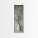 Framed Canvas Print Tall Skinny Art with Rustic Wildflower Painting, Botanical Wall Art, Wabi Sabi Art, Living Room Decor, Gift Idea Her