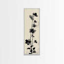 Framed Canvas Print Cherry Blossom Painting Black and White Floral Art, Wabi Sabi Decor, Japanese-Inspired Wall Art, Skinny Canvas Gift